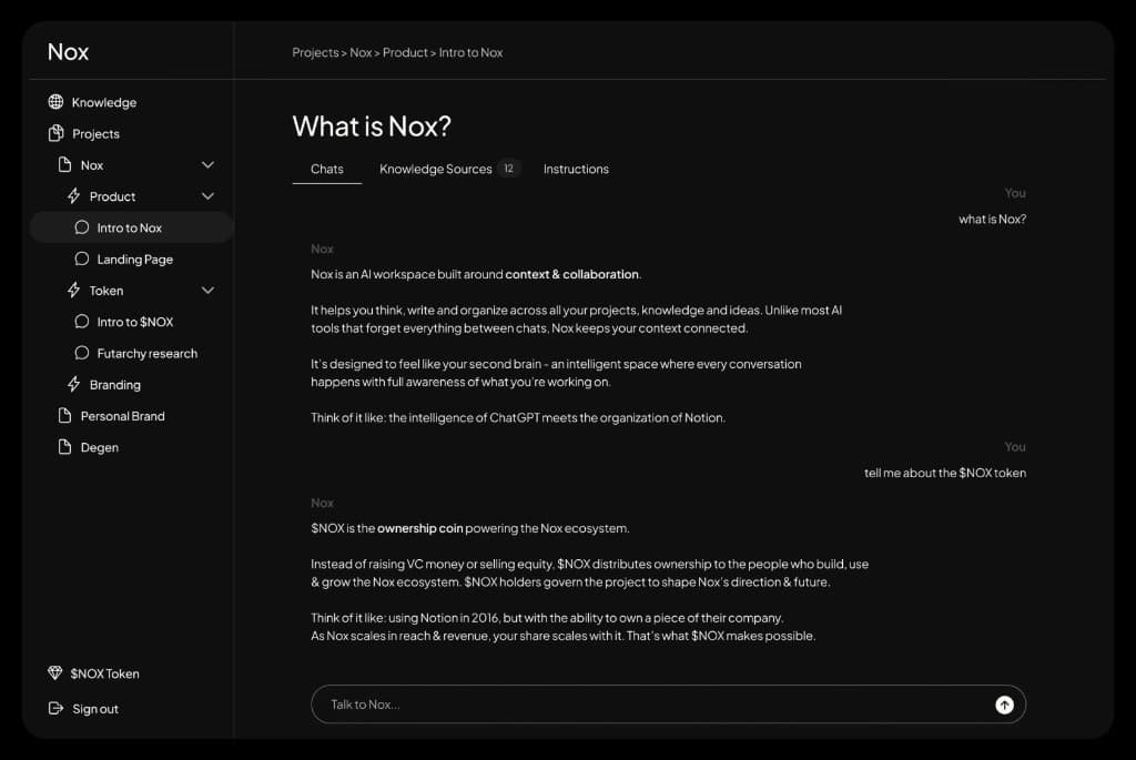 Nox landing page app view
